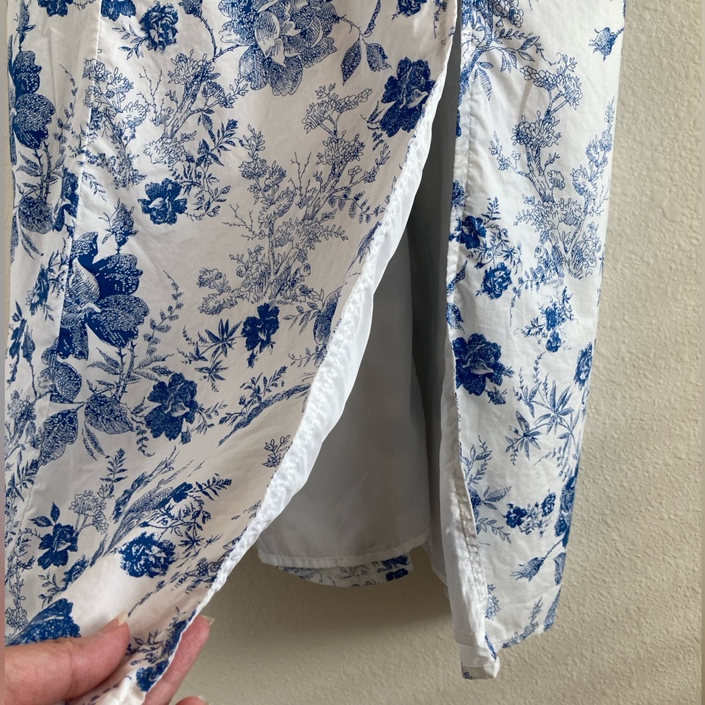 Audrey Parks for Francesca’s Blue Floral Tie Shoulder Knee-to-Midi Dress Size S - Picture 5 of 9